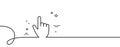 Hand cursor line icon. Click action sign. Continuous line with curl. Vector Royalty Free Stock Photo