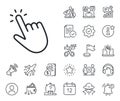 Hand cursor line icon. Click action sign. Salaryman, gender equality and alert bell. Vector