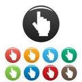 Hand cursor pixel icons set color vector