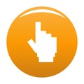 Hand cursor pixel icon vector orange