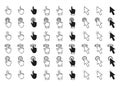 Hand and cursor pointer line icons. Clicking finger. Cursor arrow icon. Computer mouse click. Vector Royalty Free Stock Photo
