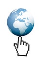 Hand Cursor Pointing Earth Map Globe Royalty Free Stock Photo
