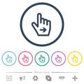 Hand cursor right outline flat color icons in round outlines Royalty Free Stock Photo