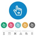 Hand cursor right outline flat round icons Royalty Free Stock Photo