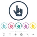 Hand cursor right solid flat color icons in round outlines Royalty Free Stock Photo