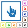 Hand cursor right solid flat framed icons Royalty Free Stock Photo