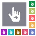 Hand cursor right solid square flat icons Royalty Free Stock Photo