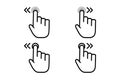 Hand cursor swipe icons illustrations of touchscreen gestures for navigation.