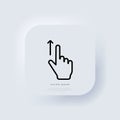 Hand cursor swipe up icon. Elements for mobile concepts and web apps. Neumorphic UI UX white user interface web button. Royalty Free Stock Photo