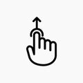 Hand cursor touch screen gestures icon. Swipe up icon. Vector on isolated transparent background. EPS 10