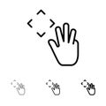 Hand, Hand Cursor, Up, Croup Bold and thin black line icon set