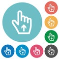 Hand cursor up outline flat round icons Royalty Free Stock Photo