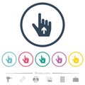 Hand cursor up solid flat color icons in round outlines Royalty Free Stock Photo