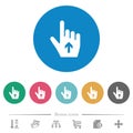 Hand cursor up solid flat round icons Royalty Free Stock Photo