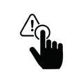 Hand Cursor Warning Click Icon. A digital hand cursor points at an interface butto Royalty Free Stock Photo