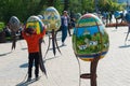 140 hand-decorated Easter eggs which were rescued from Eastern Ukraine and placed on exhibition in Lviv, Ukraine