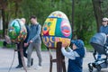 140 hand-decorated Easter eggs which were rescued from Eastern Ukraine and placed on exhibition in Lviv, Ukraine