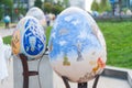 140 hand-decorated Easter eggs which were rescued from Eastern Ukraine and placed on exhibition in Lviv, Ukraine