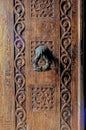Hand Decorative wooden door and Brass Door Rattle in at Ruvanvelisaya Dagoba Royalty Free Stock Photo