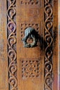 Hand Decorative wooden door and Brass Door Rattle in at Ruvanvelisaya Dagoba Royalty Free Stock Photo