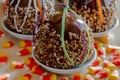 Hand Dipped Caramel Apples with Nuts and Chocolate Royalty Free Stock Photo