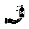 Hand disinfection icon. Wash and clean dirty hands