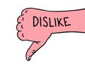 Hand dislike. Thumb down. Hand drawn dislike doodle icon. Hand drawn sketch. Sign symbol Royalty Free Stock Photo
