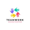 Hand diversity team community logo design vector illustration