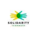 Hand diversity team community logo design vector illustration