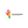 Hand diversity team community logo design vector illustration