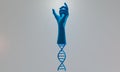 hand with dna human helix molecules cell, research of science biological,man with blood structure genome