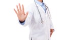 Hand of doctor showing warning sign Royalty Free Stock Photo