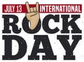 Hand Doing a Sign of Horns for International Rock Day, Vector Illustration Royalty Free Stock Photo