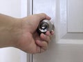 Hand on door knobs, Open door knobs Royalty Free Stock Photo
