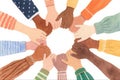 Watercolor illustration of diverse hands holding together, hand-drawn unity concept Royalty Free Stock Photo