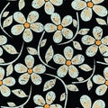 Hand draw beautiful flower with branch seamless pattern