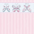 Hand draw butterflies on pink striped background