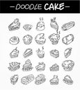 Hand draw cartoon cake icons set Royalty Free Stock Photo