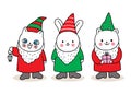 Hand draw cartoon cute Merry Christmas, Dwarf cats vector.