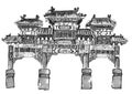 Hand draw chinese archway