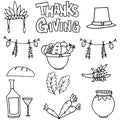 Hand draw collection thanksgiving doodles