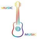 Hand draw colorful guitar on white background for your music poster design, stock vector illustration Royalty Free Stock Photo