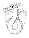 contour line illustration cartoon style cute animal dragon asia cheerful coloring print postcard sticker and media