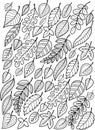 Hand draw doodle coloring page for adult. Falling autumn leaves