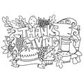 Hand draw element thanksgiving doodle art