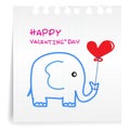 Elephant Valentine on paper Note Royalty Free Stock Photo