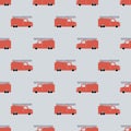 Hand Draw A Fire Truck Seamless Pattern. Vector Boyish Background in Scandinavian Style Royalty Free Stock Photo