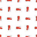 Hand Draw A Fire Truck Seamless Pattern. Vector Boyish Background in Scandinavian Style Royalty Free Stock Photo