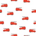 Hand Draw A Fire Truck Seamless Pattern. Vector Boyish Background in Scandinavian Style Royalty Free Stock Photo