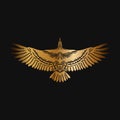 Hand Draw Flyin Eagle Golden Background Isolated Black